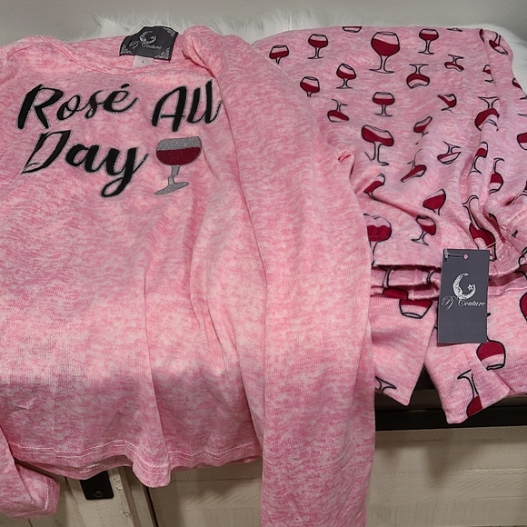 🍷🍷NEW🍷🍷ADORABLE!! ROSE' ALL DAY 2PC Pajama Set - Picture 16 of 16
